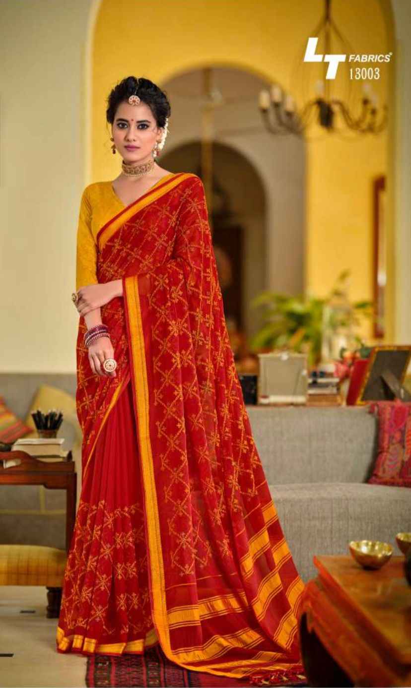 LT Fabrics Nargis Georgette Saree 10 pcs Catalogue