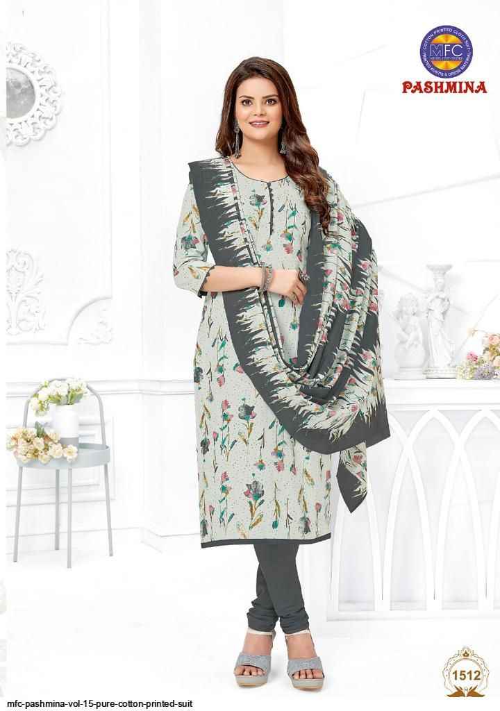 MFC Pashmina Vol 15 Cotton Dress Material 12 pcs Catalogue