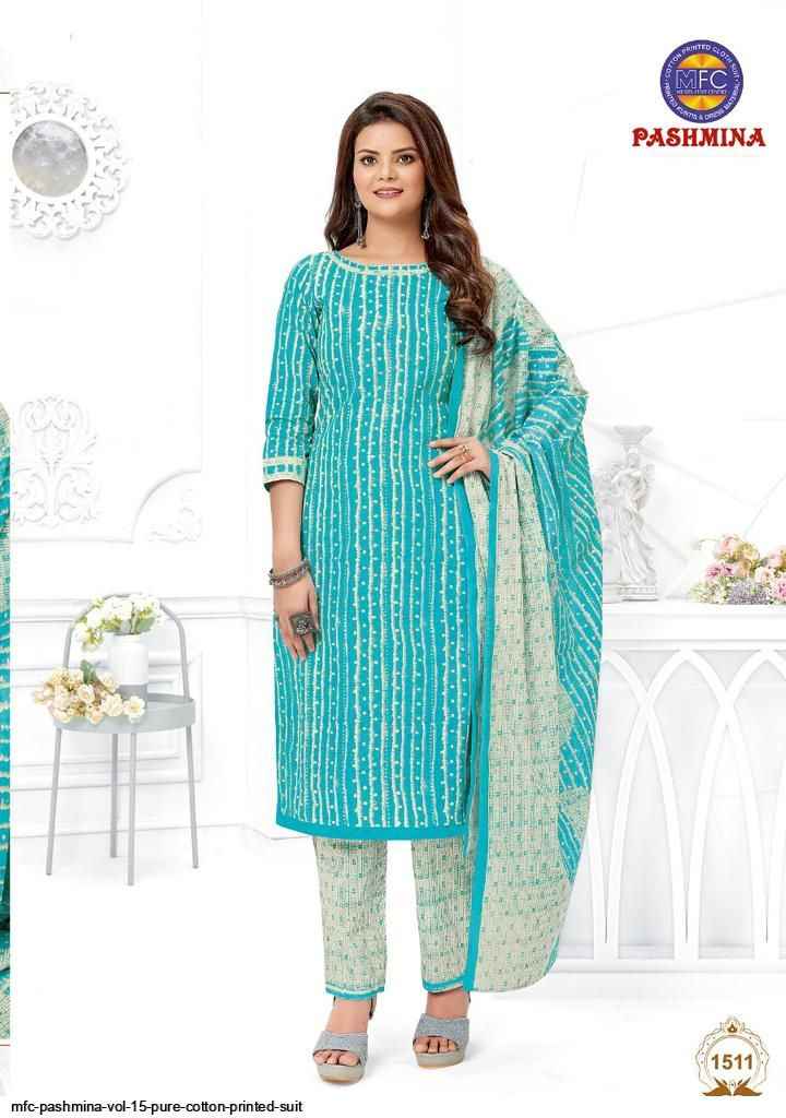 MFC Pashmina Vol 15 Cotton Dress Material 12 pcs Catalogue