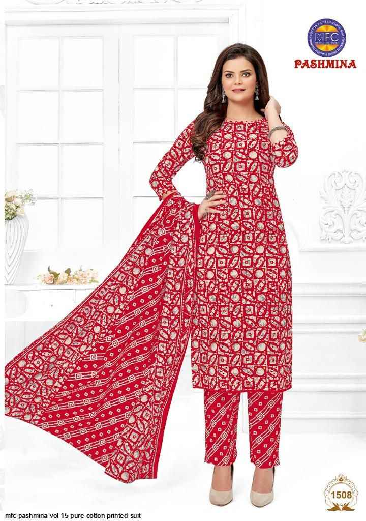 MFC Pashmina Vol 15 Cotton Dress Material 12 pcs Catalogue
