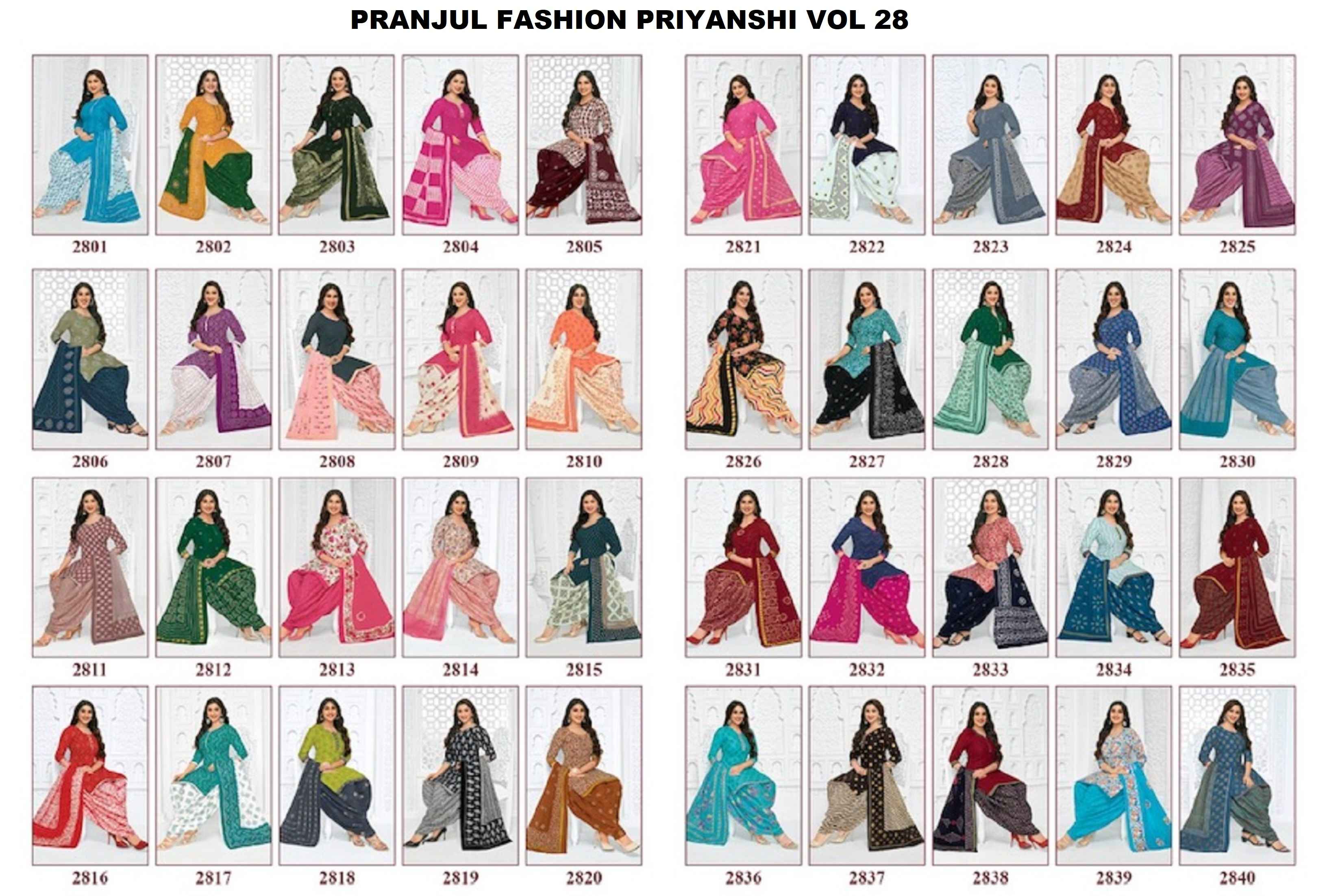 Pranjul Priyanshi Vol 28 Cotton Dress Material 36 pcs Catalogue
