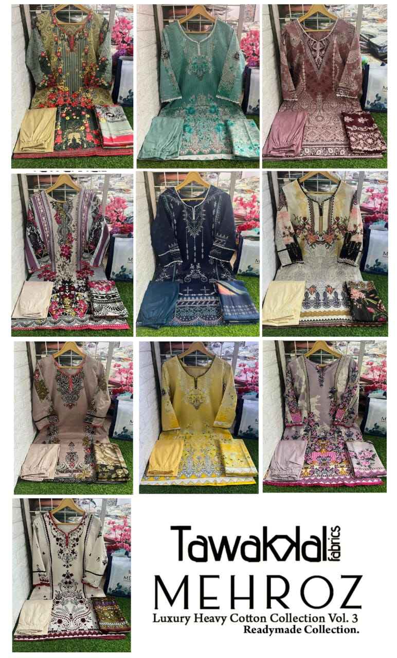 Tawakkal Mehroz Vol 3 Readymade Lawn Cotton Dress 10 pcs Catalogue