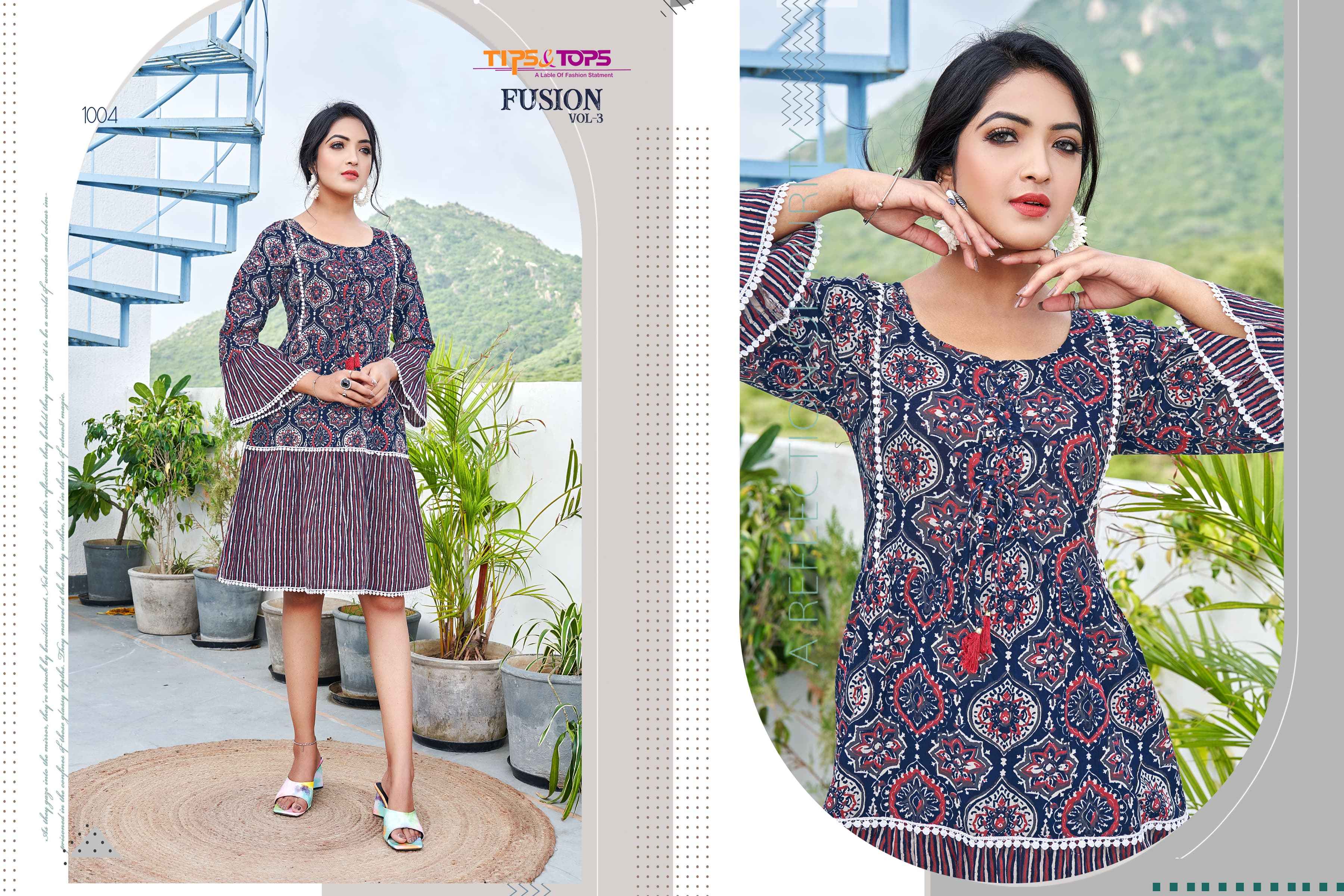  Tips & Tops Fusion Vol 3 Cotton Kurti 6 pcs Catalogue