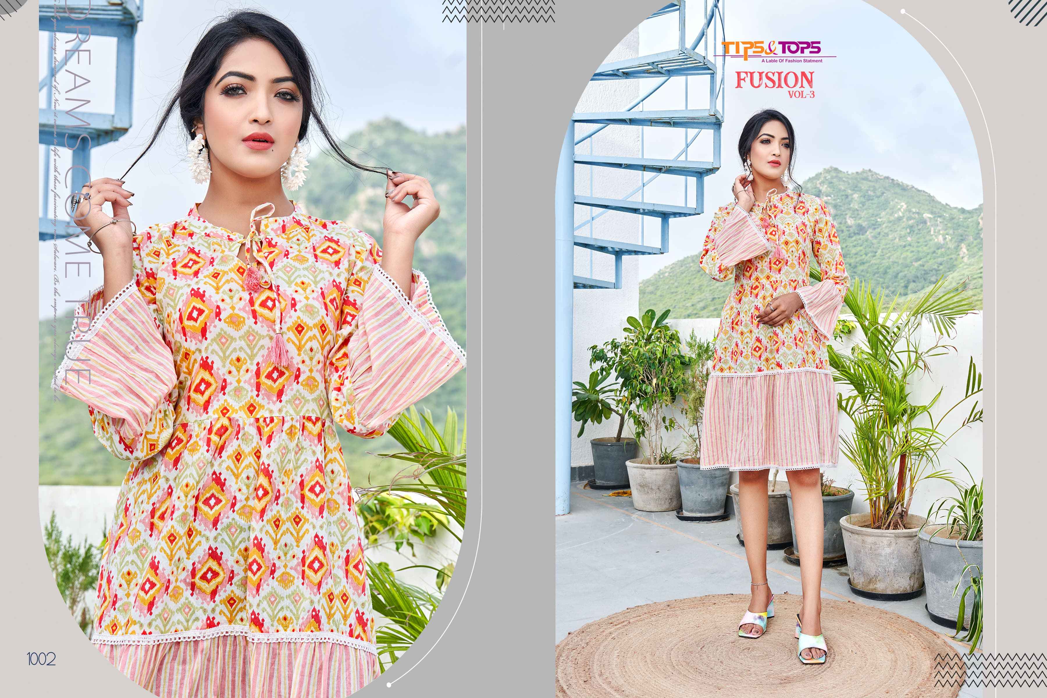  Tips & Tops Fusion Vol 3 Cotton Kurti 6 pcs Catalogue