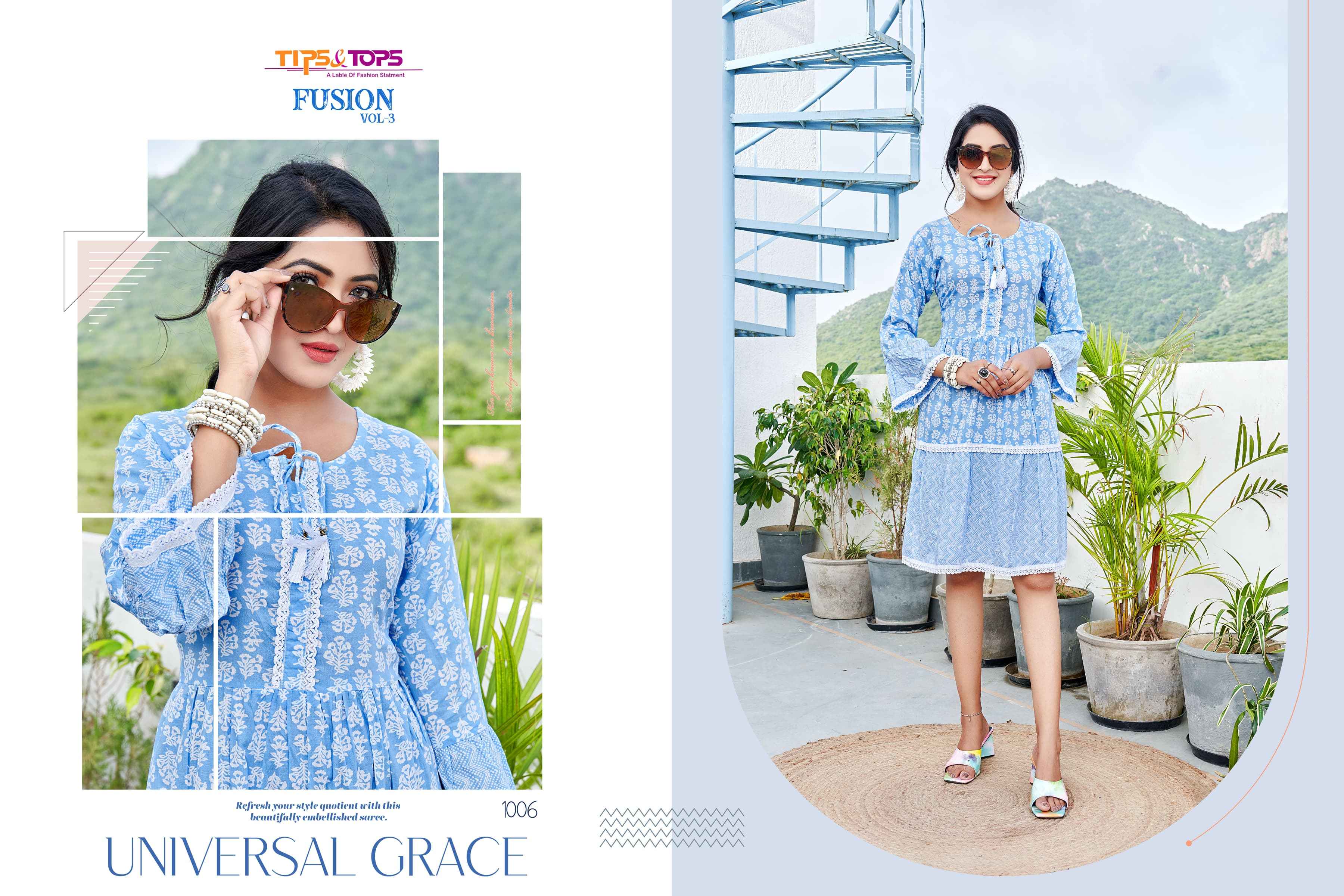  Tips & Tops Fusion Vol 3 Cotton Kurti 6 pcs Catalogue