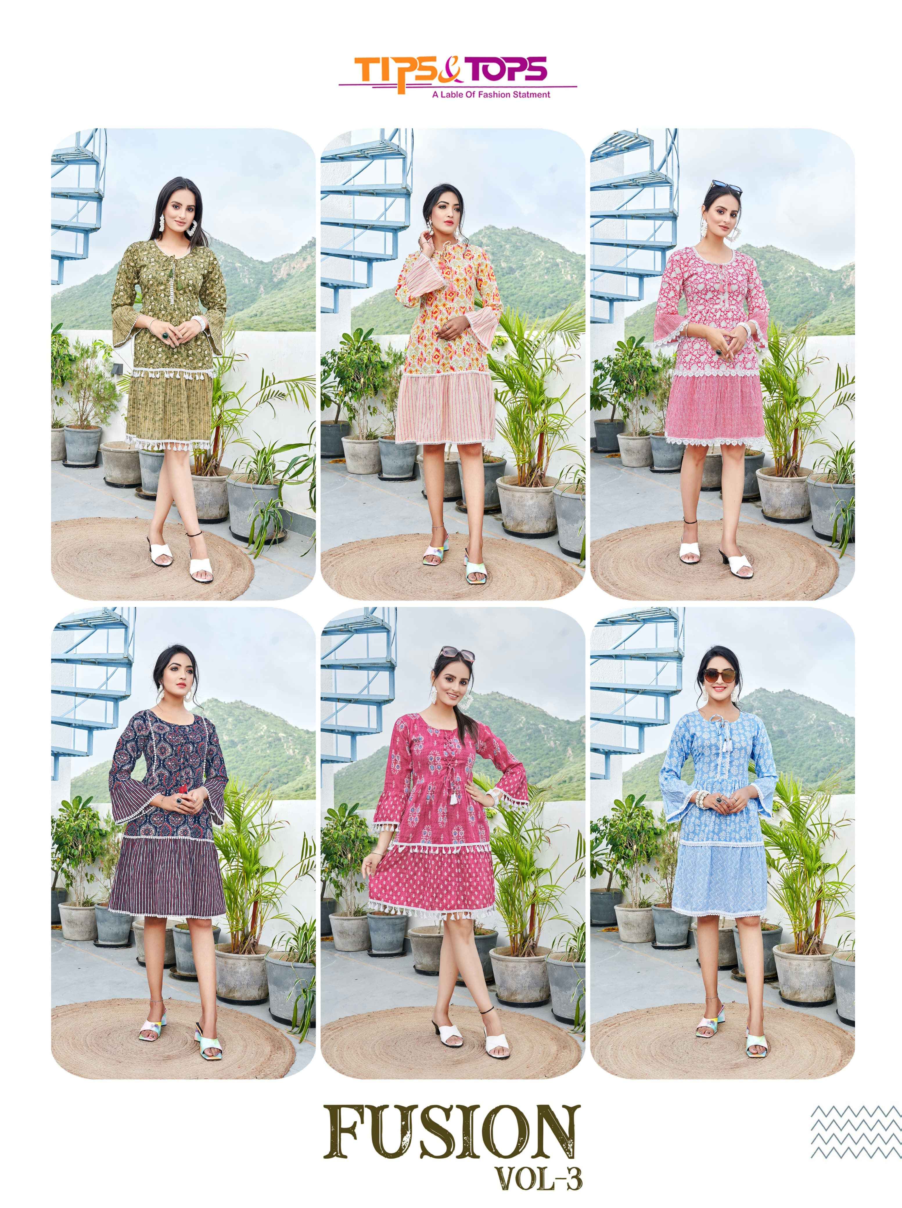  Tips & Tops Fusion Vol 3 Cotton Kurti 6 pcs Catalogue