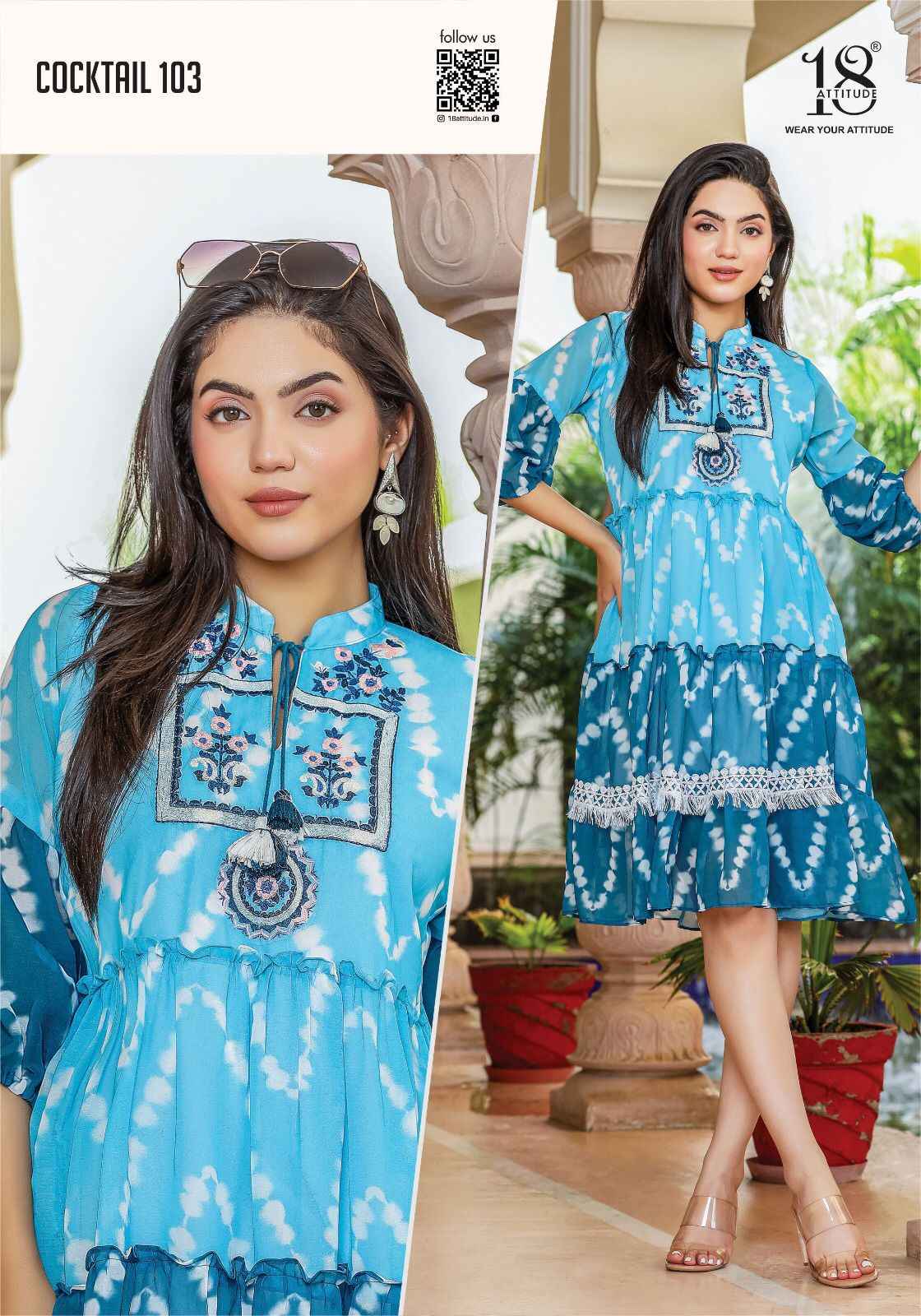 18 Attitude Cocktail Georgette Kurti 5 pcs Catalogue