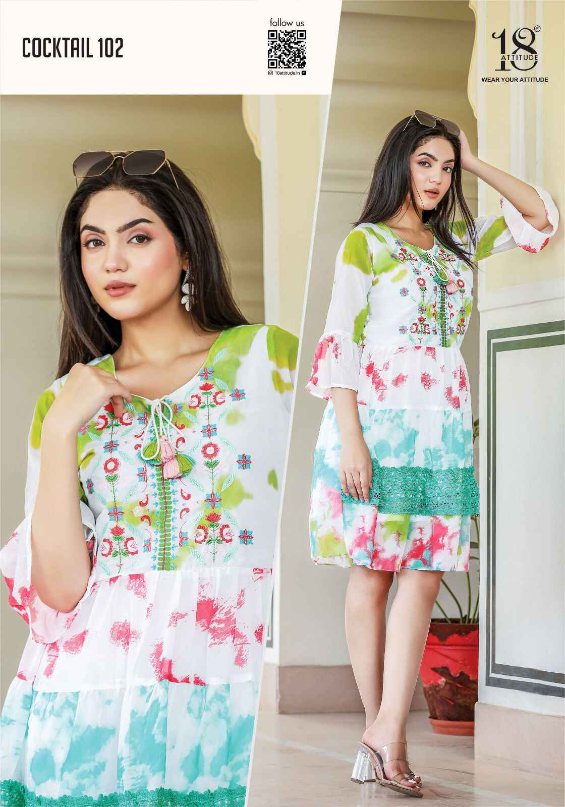 18 Attitude Cocktail Georgette Kurti 5 pcs Catalogue