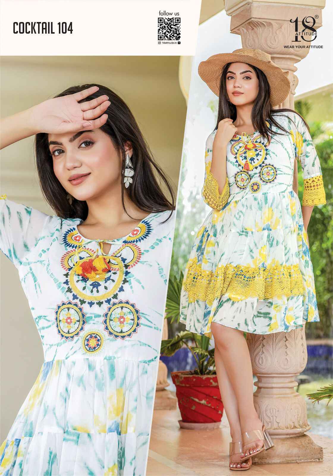 18 Attitude Cocktail Georgette Kurti 5 pcs Catalogue