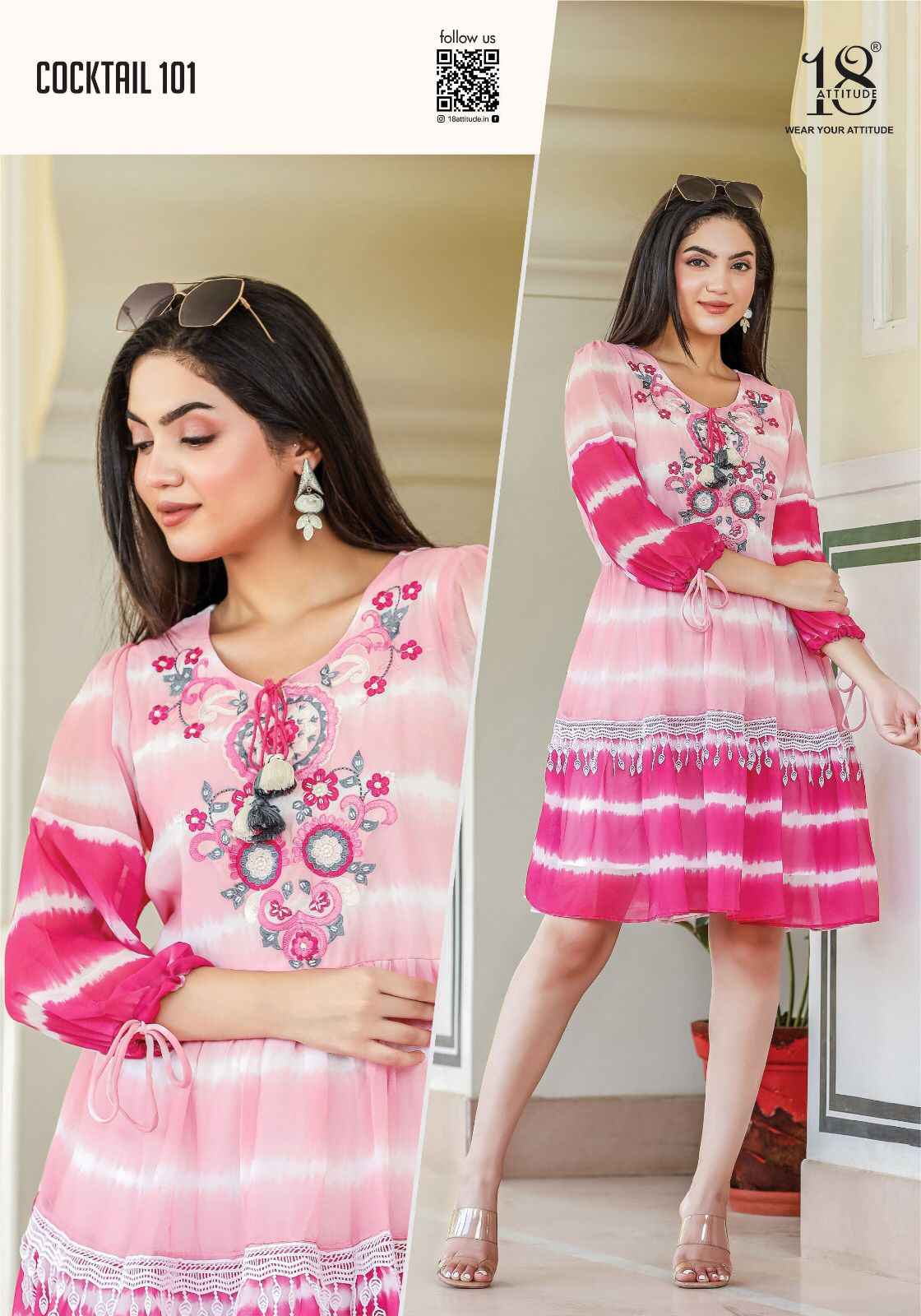 18 Attitude Cocktail Georgette Kurti 5 pcs Catalogue