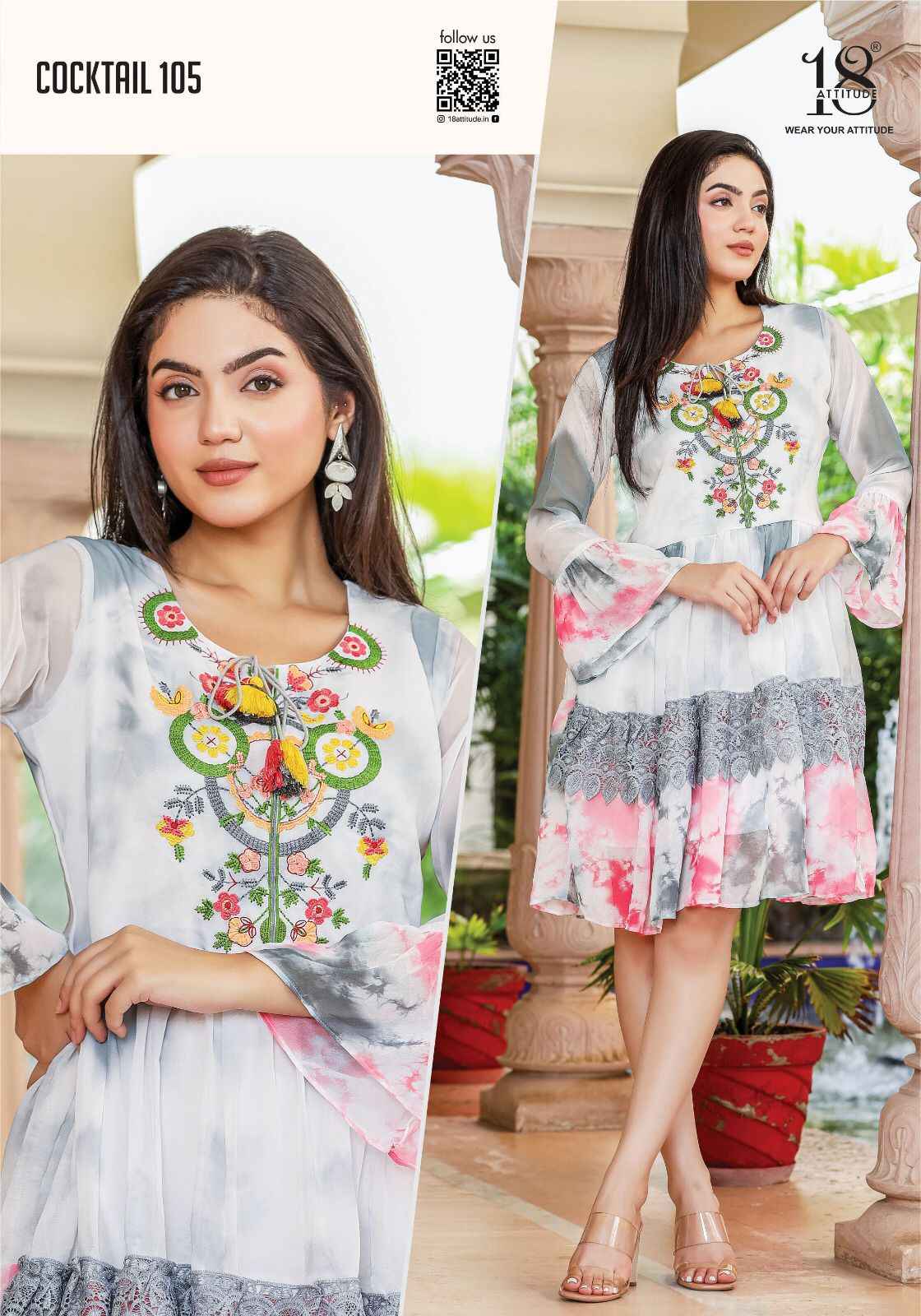18 Attitude Cocktail Georgette Kurti 5 pcs Catalogue