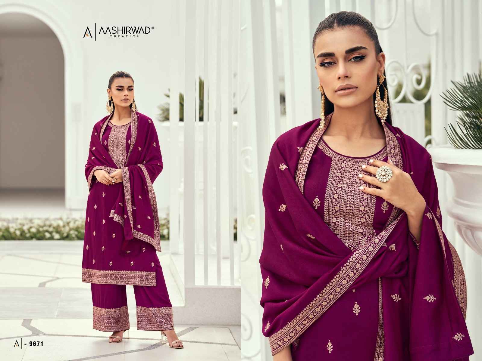 Aashirwad Gulkand Preet Myntra Silk Dress Material 5 pcs Catalogue