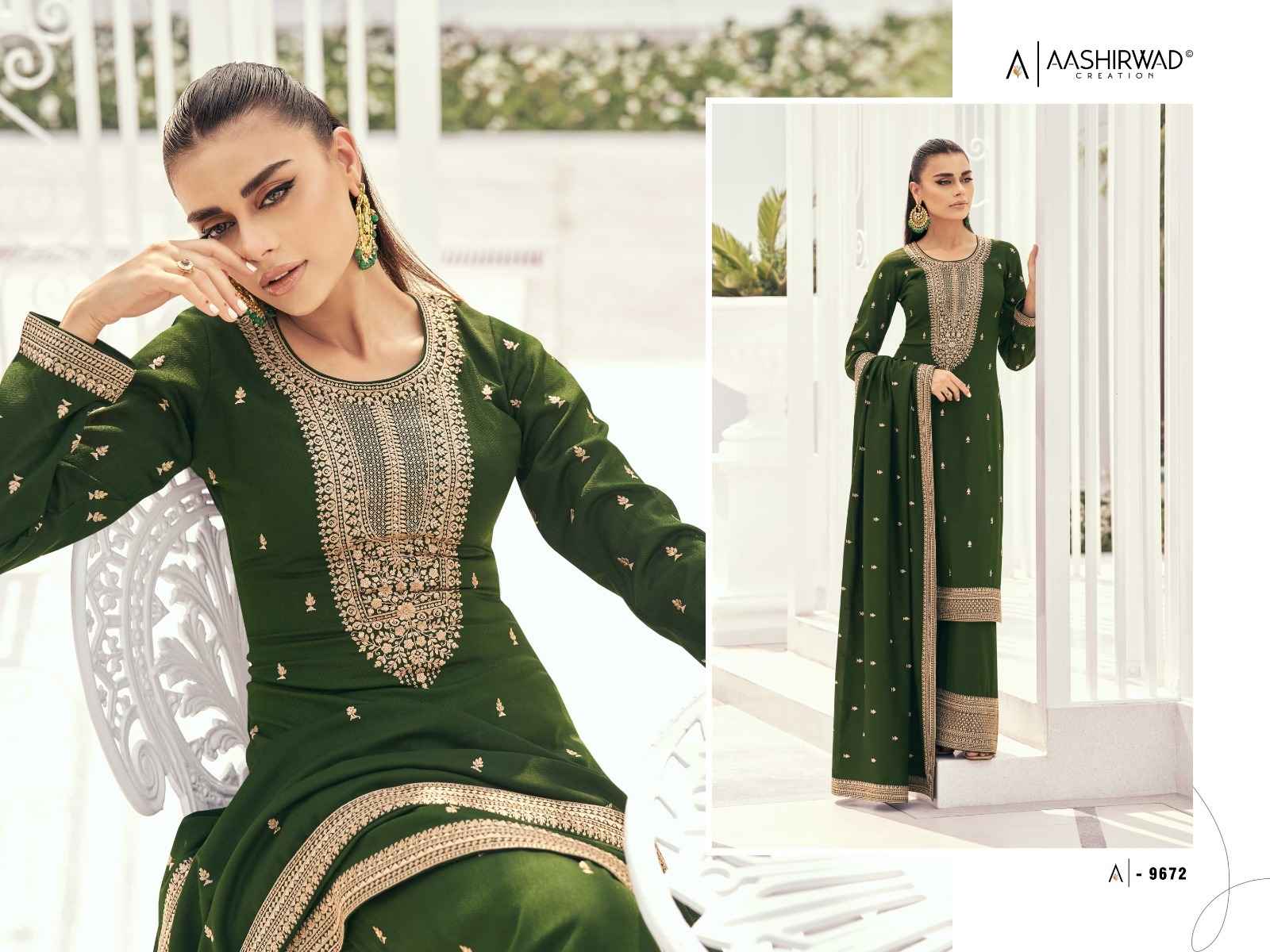 Aashirwad Gulkand Preet Myntra Silk Dress Material 5 pcs Catalogue