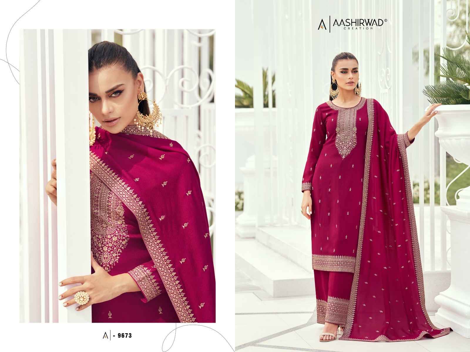 Aashirwad Gulkand Preet Myntra Silk Dress Material 5 pcs Catalogue