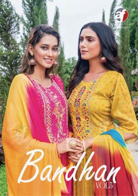 Anju Fabrics Bandhan Vol 3 Chinon Chiffon Kurti Combo 3 pcs Catalogue
