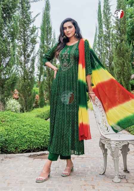 Anju Fabrics Bandhan Vol 3 Chinon Chiffon Kurti Combo 3 pcs Catalogue