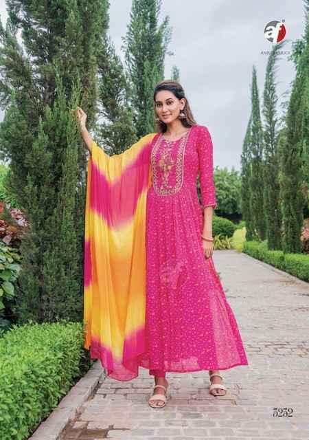 Anju Fabrics Bandhan Vol 3 Chinon Chiffon Kurti Combo 3 pcs Catalogue