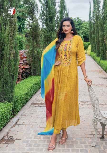 Anju Fabrics Bandhan Vol 3 Chinon Chiffon Kurti Combo 3 pcs Catalogue