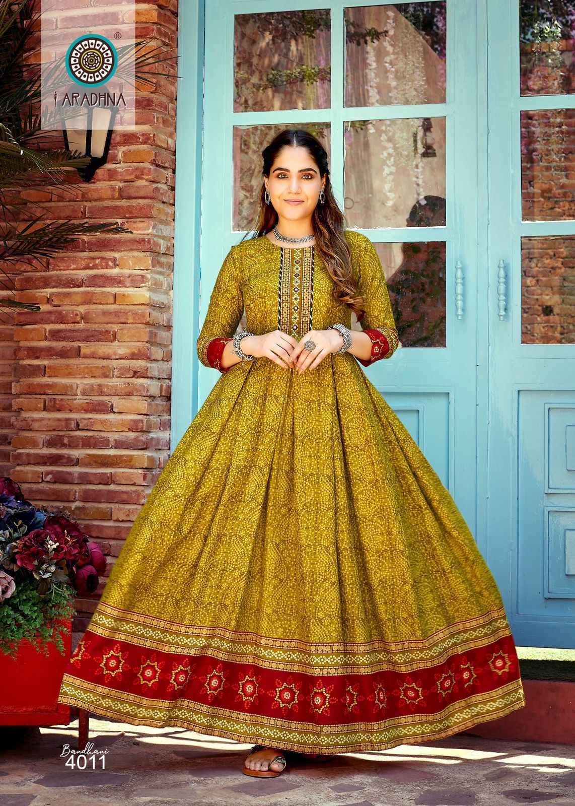Aradhna Fashion Bandhani Vol 4 Rayon Gown 12 pcs Catalogue