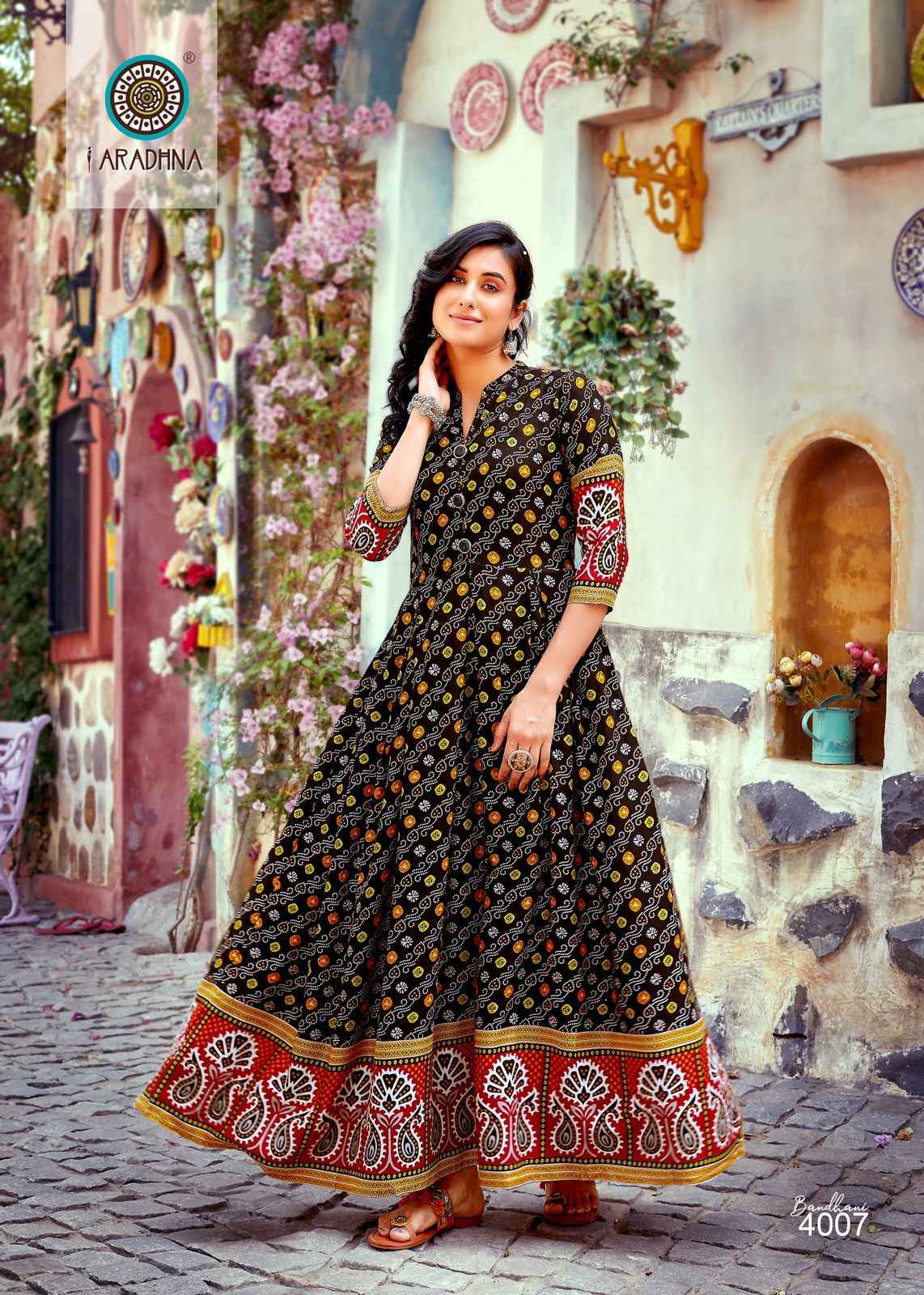 Aradhna Fashion Bandhani Vol 4 Rayon Gown 12 pcs Catalogue