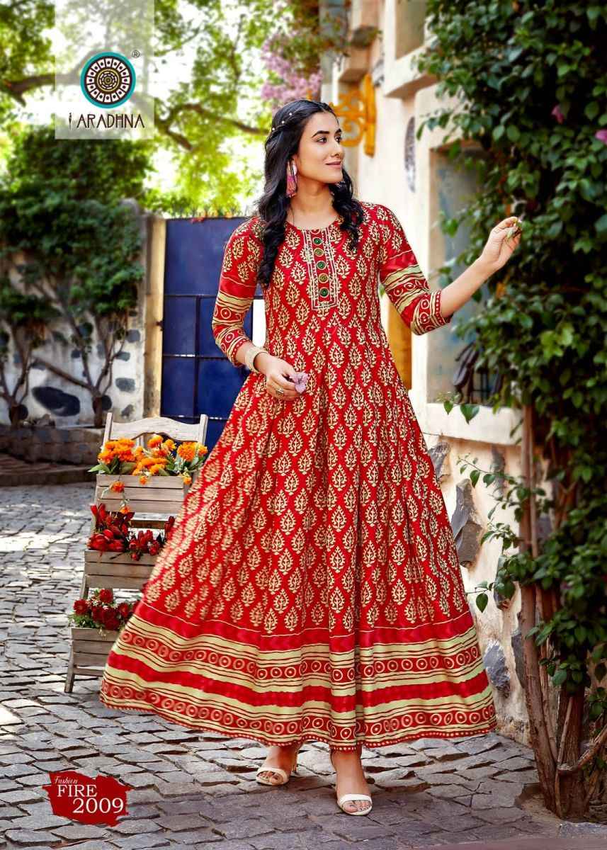 Aradhna Fashion Fire Vol 2 Rayon Long Gown 12 pcs Catalogue