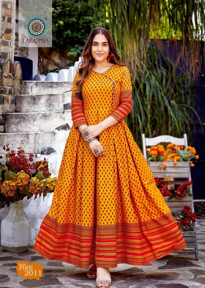 Aradhna Fashion Fire Vol 2 Rayon Long Gown 12 pcs Catalogue