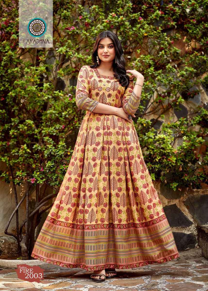 Aradhna Fashion Fire Vol 2 Rayon Long Gown 12 pcs Catalogue