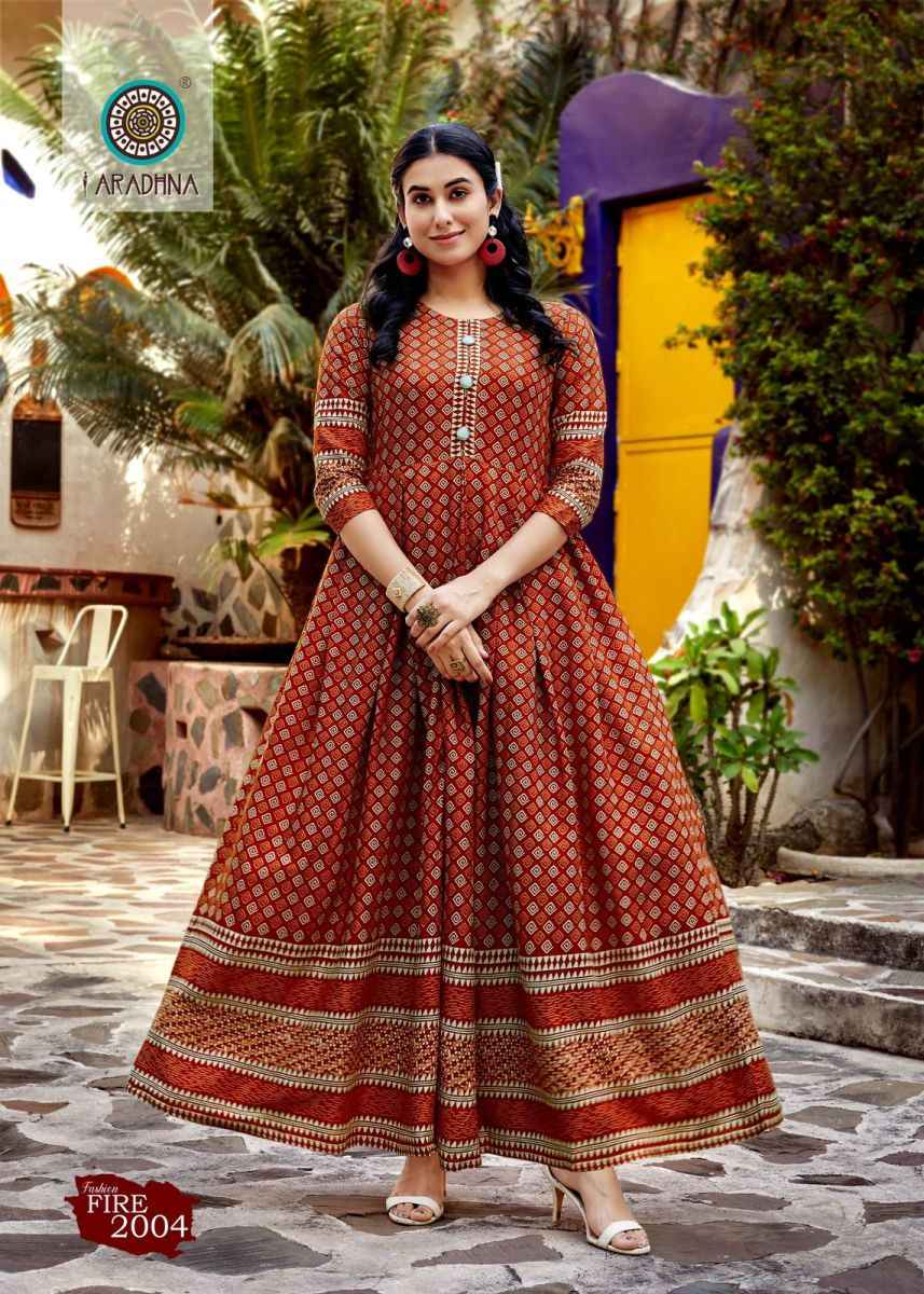 Aradhna Fashion Fire Vol 2 Rayon Long Gown 12 pcs Catalogue