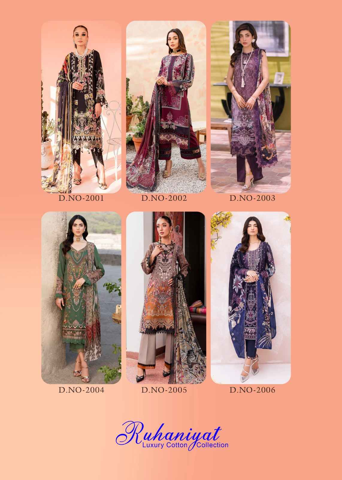 Asifa Nabeel Ruhaniyat Vol 2 Cotton Dress Material 6 pcs Catalogue