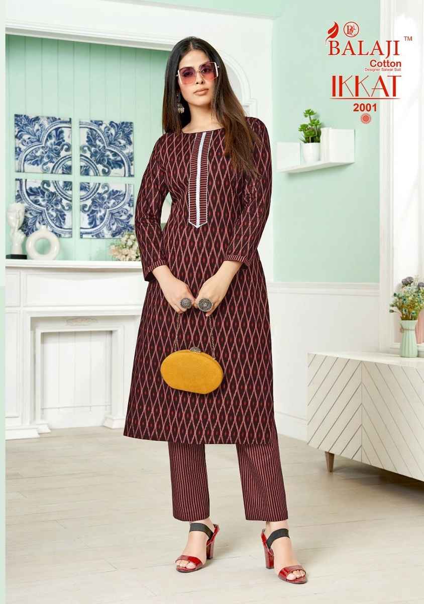 Balaji Cotton Ikkat Vol 2 Cotton Kurti With Pant 8 pcs Catalogue