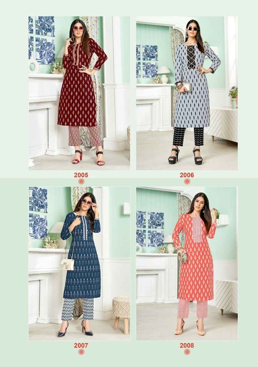 Balaji Cotton Ikkat Vol 2 Cotton Kurti With Pant 8 pcs Catalogue