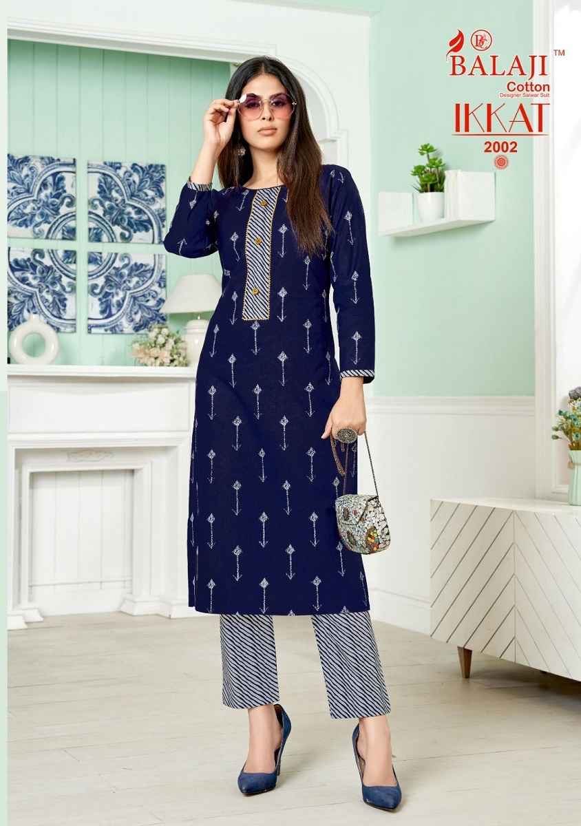 Balaji Cotton Ikkat Vol 2 Cotton Kurti With Pant 8 pcs Catalogue