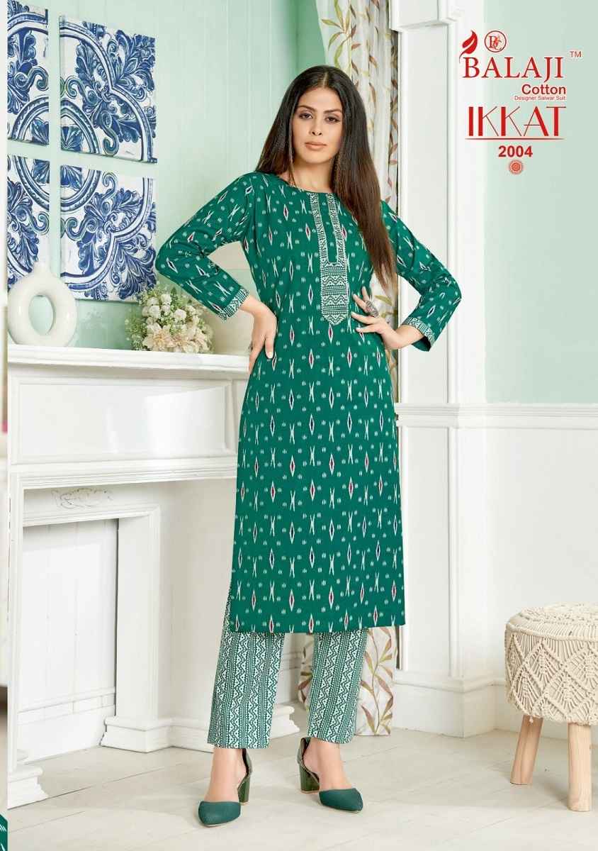 Balaji Cotton Ikkat Vol 2 Cotton Kurti With Pant 8 pcs Catalogue