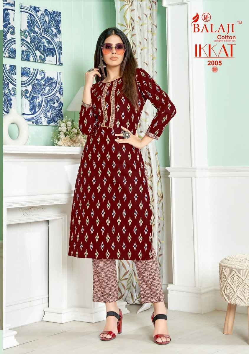 Balaji Cotton Ikkat Vol 2 Cotton Kurti With Pant 8 pcs Catalogue