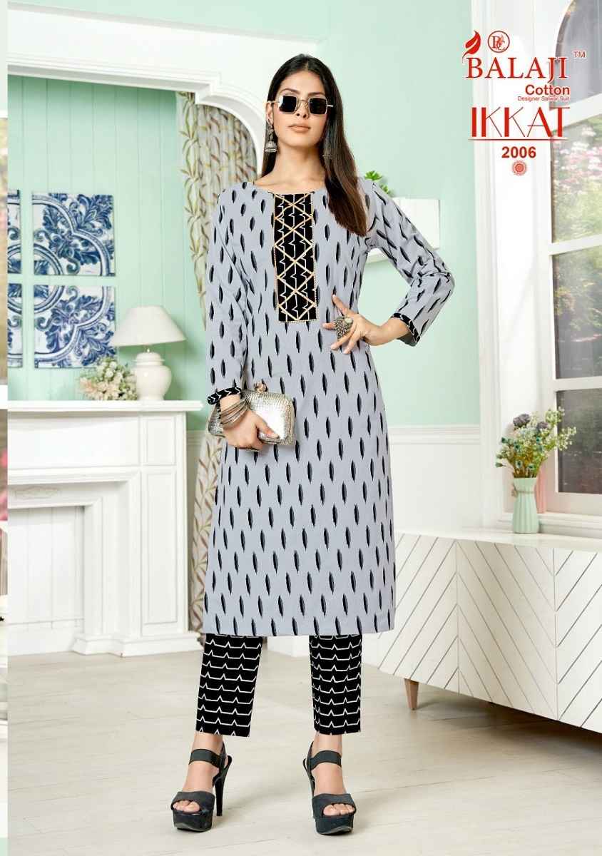 Balaji Cotton Ikkat Vol 2 Cotton Kurti With Pant 8 pcs Catalogue