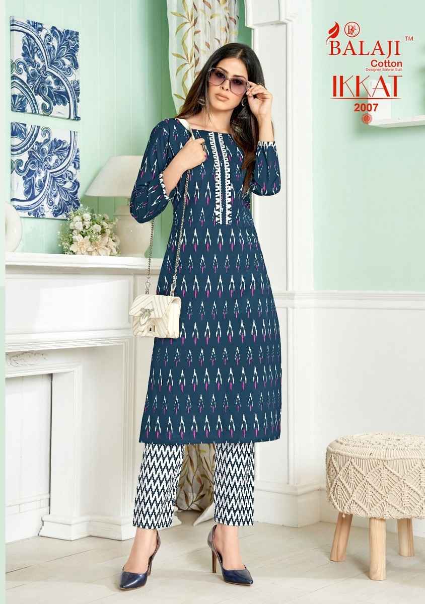 Balaji Cotton Ikkat Vol 2 Cotton Kurti With Pant 8 pcs Catalogue