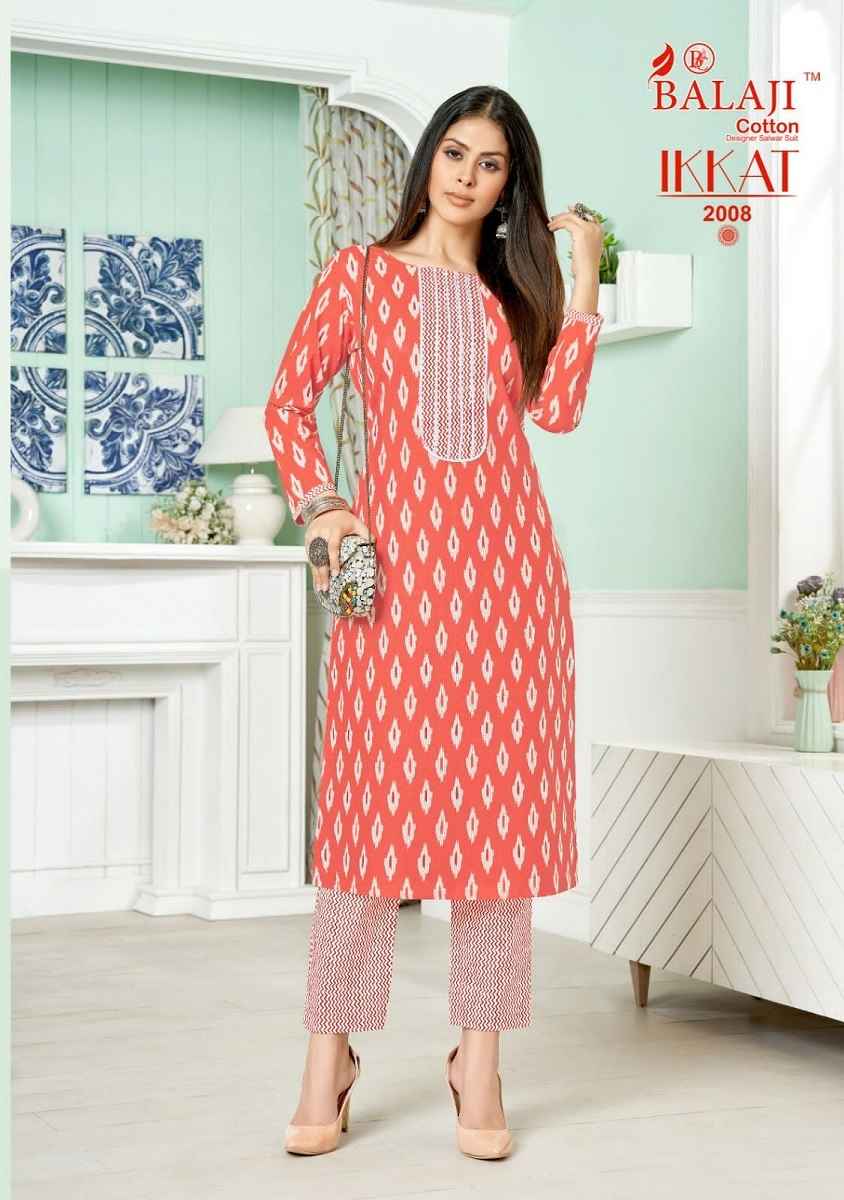Balaji Cotton Ikkat Vol 2 Cotton Kurti With Pant 8 pcs Catalogue