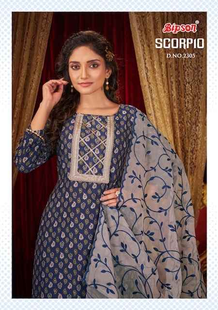 Bipson Scorpio 2305 Muslin Dress Material 4 pcs Catalogue
