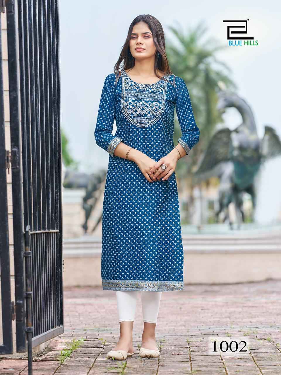 Blue Hills Festival Night Short Vol 1 Rayon Kurti Wholesale Kurtis