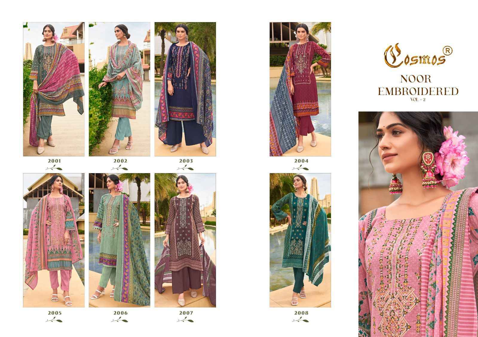 Cosmos Noor Embroidered Vol 2 Lawn Dress Material 8 pcs Catalogue