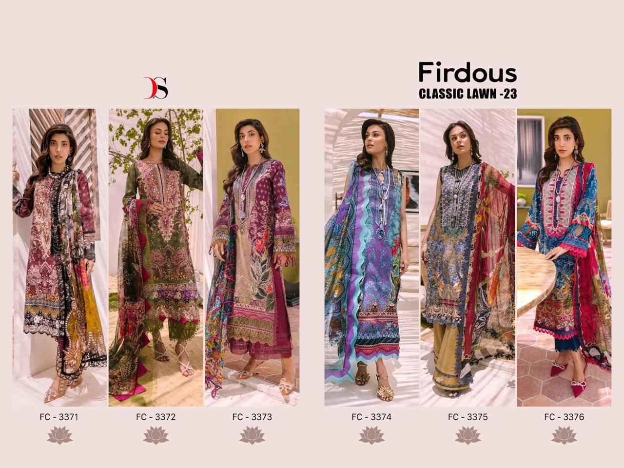 Deepsy Firdous Classic Lawn 23 Cotton Dress Material 6 pcs Catalogue