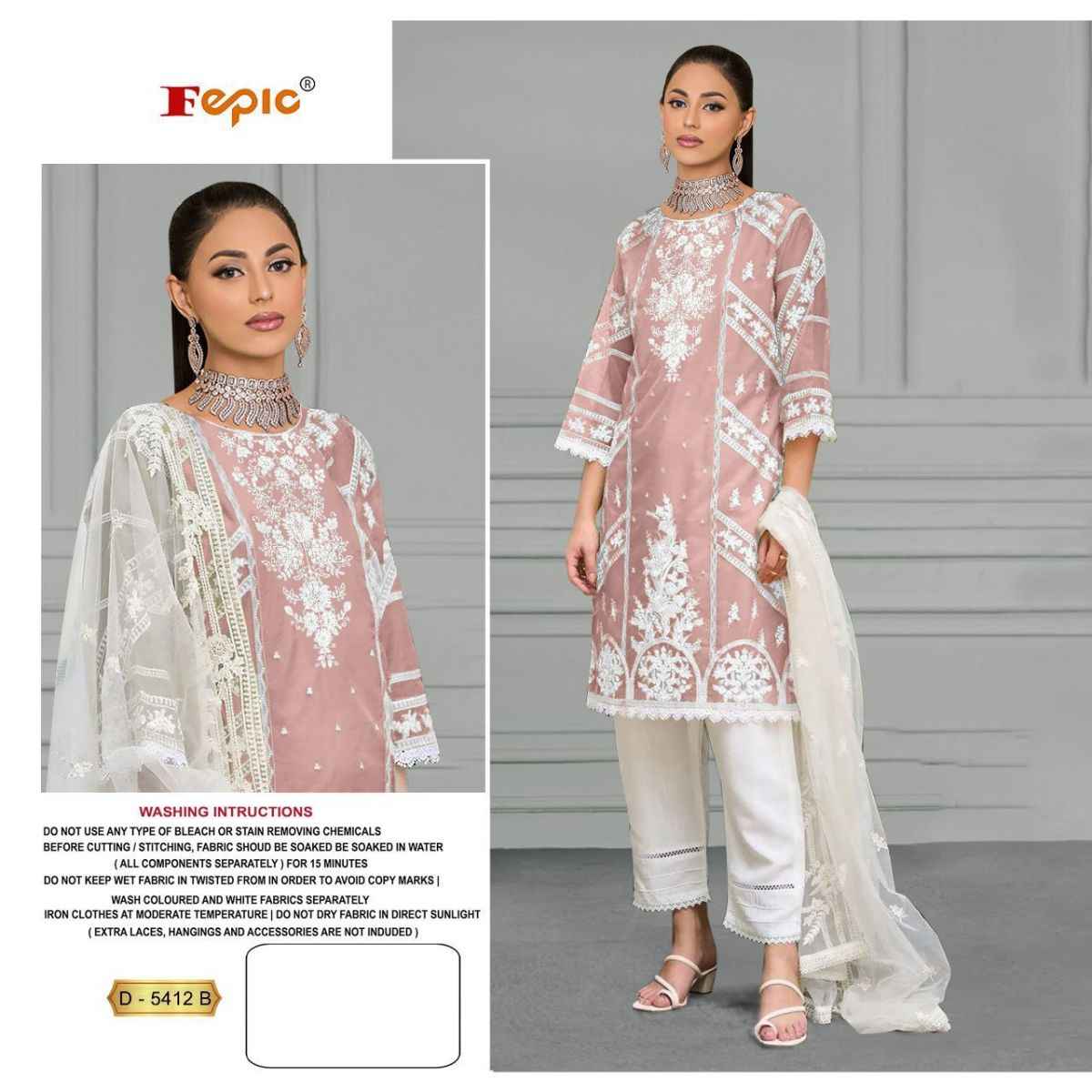 Fepic Rosemeen 5412 Organza Dress Material 4 pcs Catalogue