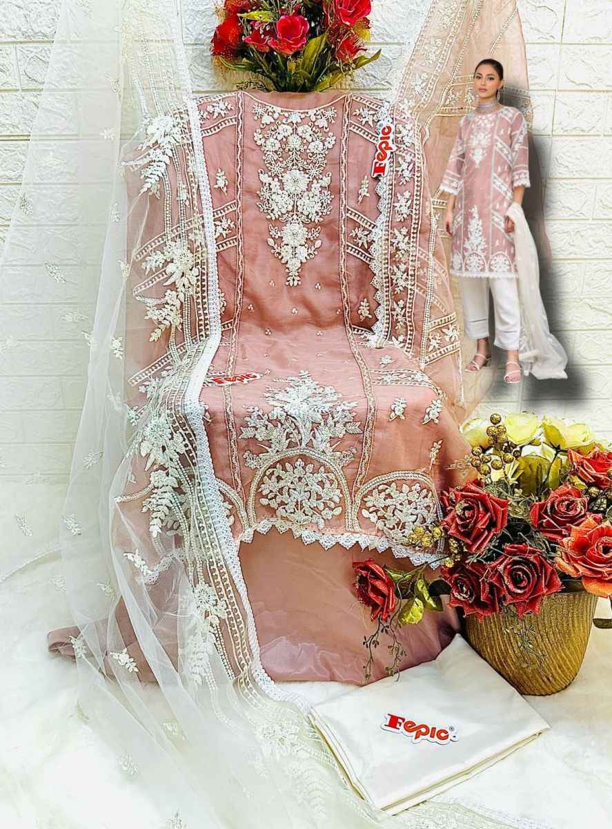 Fepic Rosemeen 5412 Organza Dress Material 4 pcs Catalogue