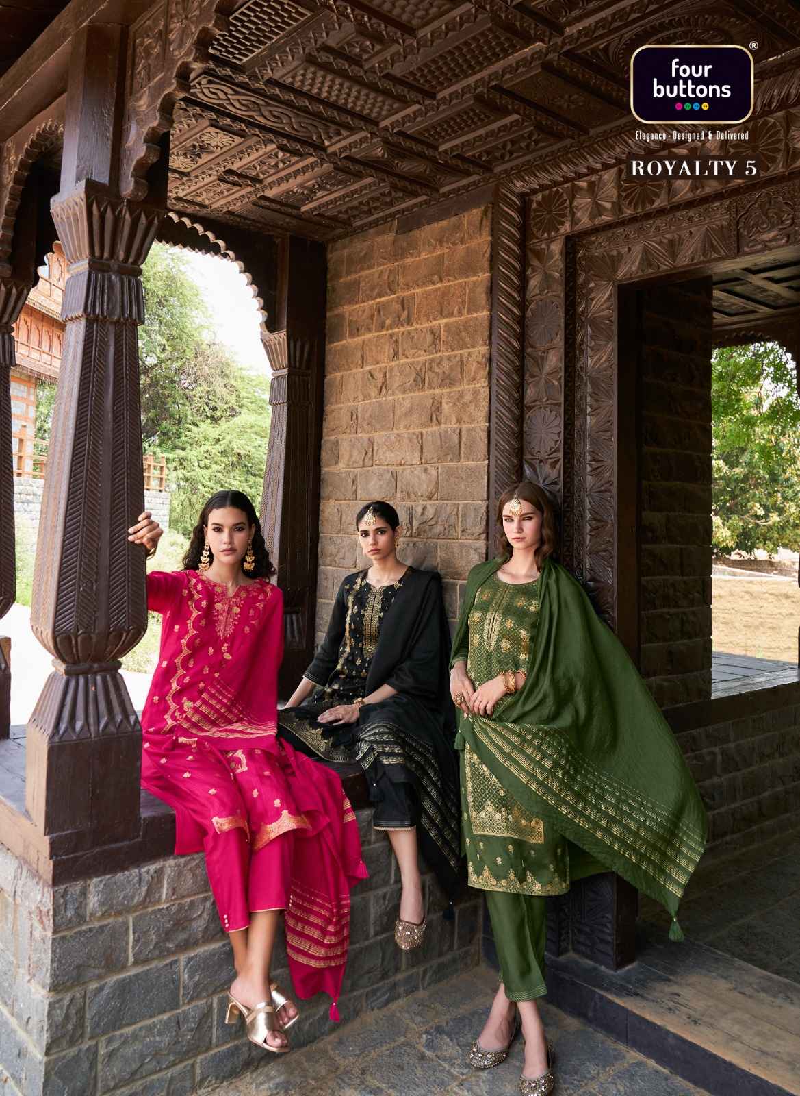 Four Buttons Royalty Vol 5 Readymade Jacquard Dress 6 pcs Catalogue
