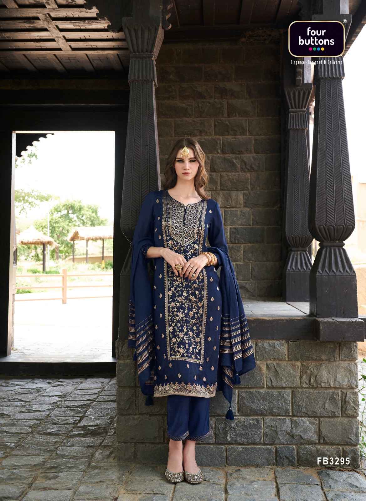 Four Buttons Royalty Vol 5 Readymade Jacquard Dress 6 pcs Catalogue