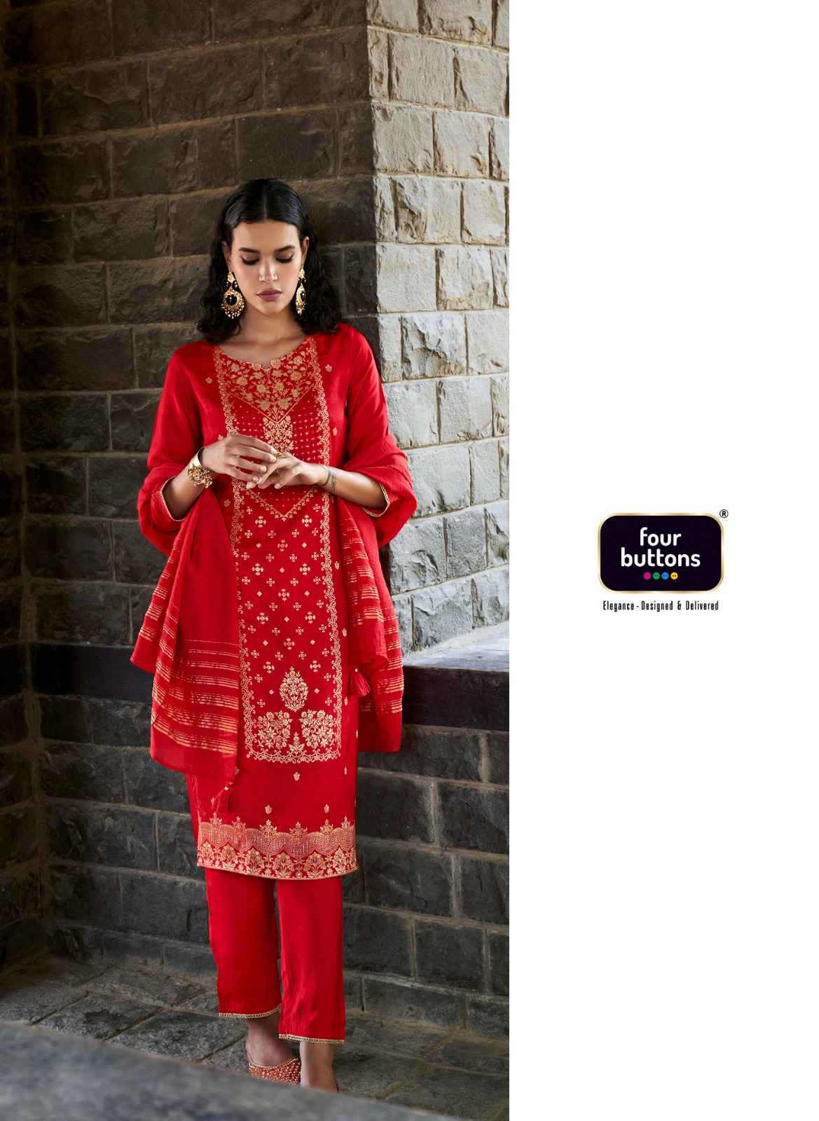 Four Buttons Royalty Vol 5 Readymade Jacquard Dress 6 pcs Catalogue