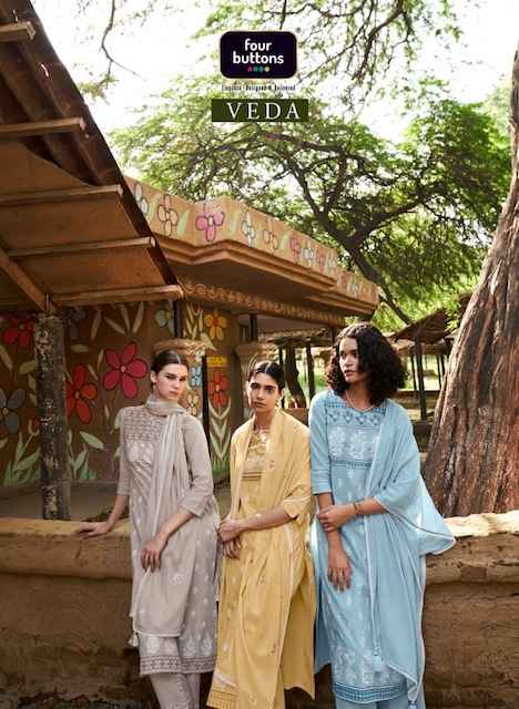 Four Buttons Veda Cotton Linen Kurti Combo 8 pcs Catalogue