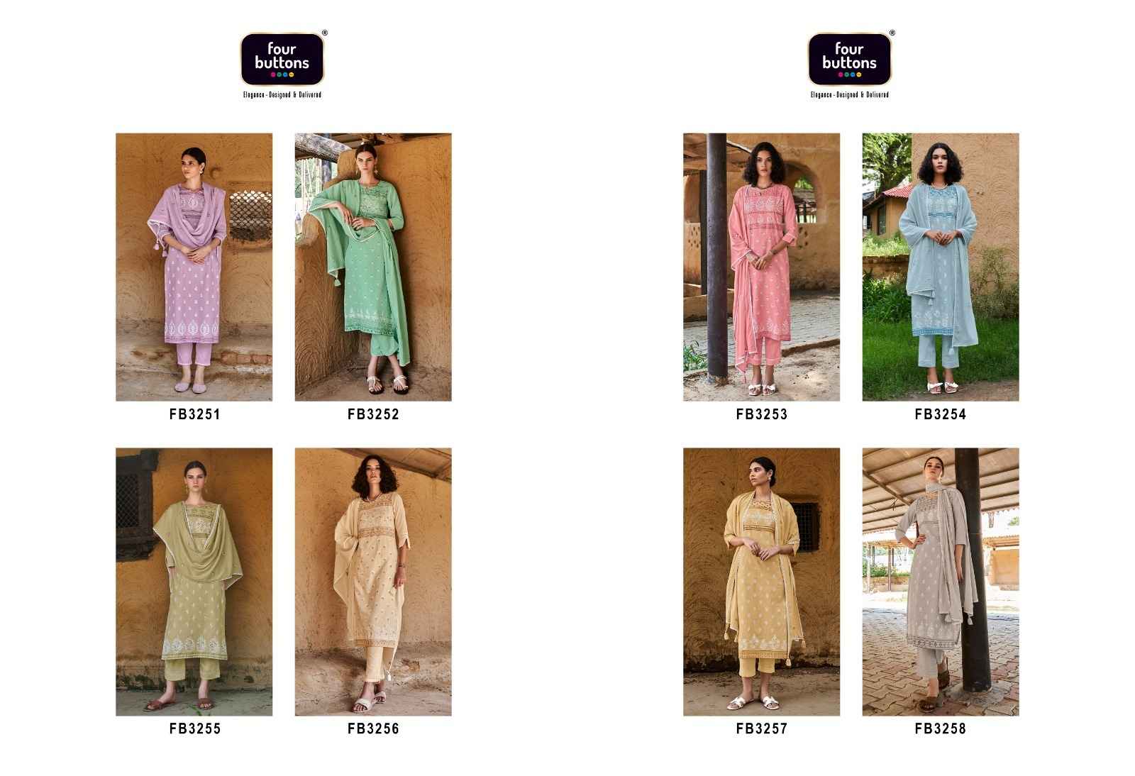 Four Buttons Veda Cotton Linen Kurti Combo 8 pcs Catalogue