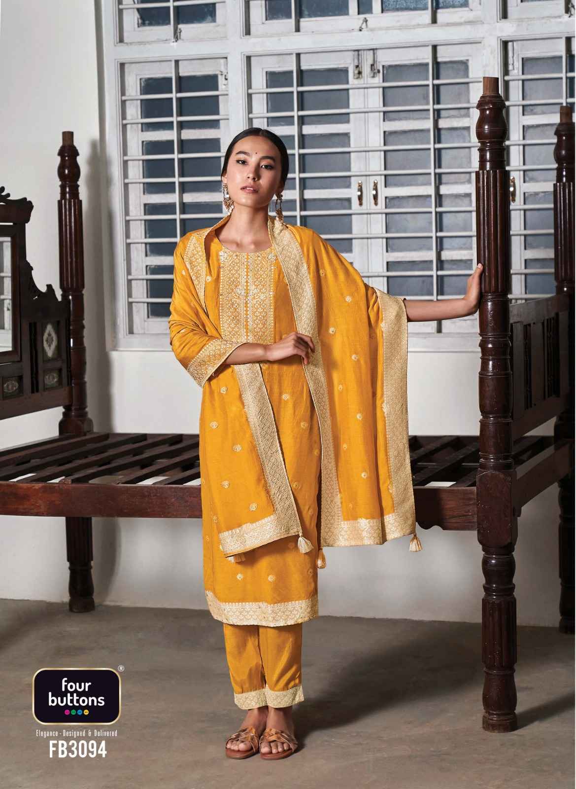 Four Buttons Zoya Vol 2 Readymade Partywear Muslin Dress 6 pcs Catalogue