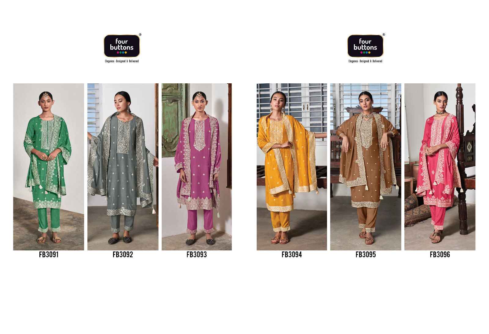 Four Buttons Zoya Vol 2 Readymade Partywear Muslin Dress 6 pcs Catalogue
